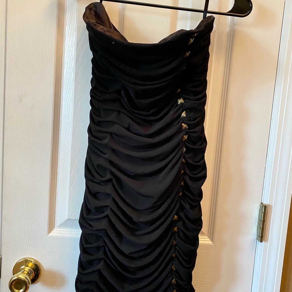 Strapless black party dress
